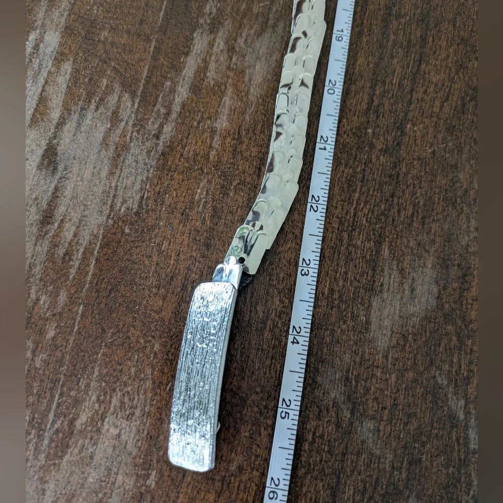 Vintage Silver‎ Tone Fish Scale Elastic Stretch Belt 26
